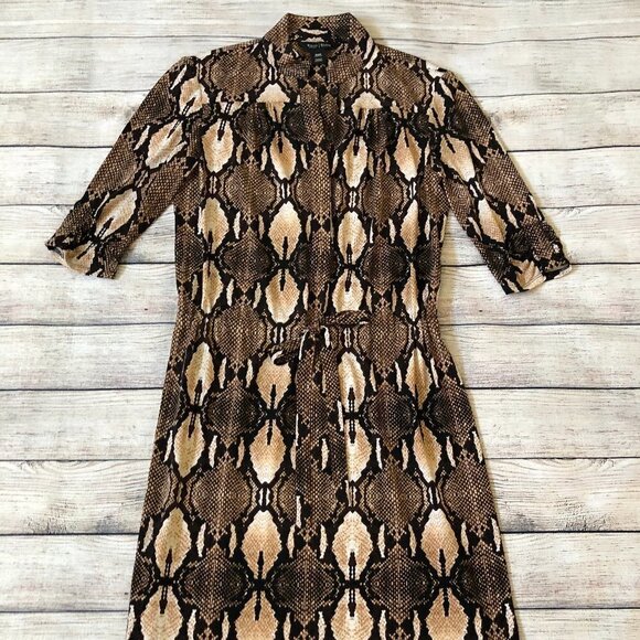 WHBM Snakeskin Print SNAKE Shirtdress Size XXS - Picture 2 of 9